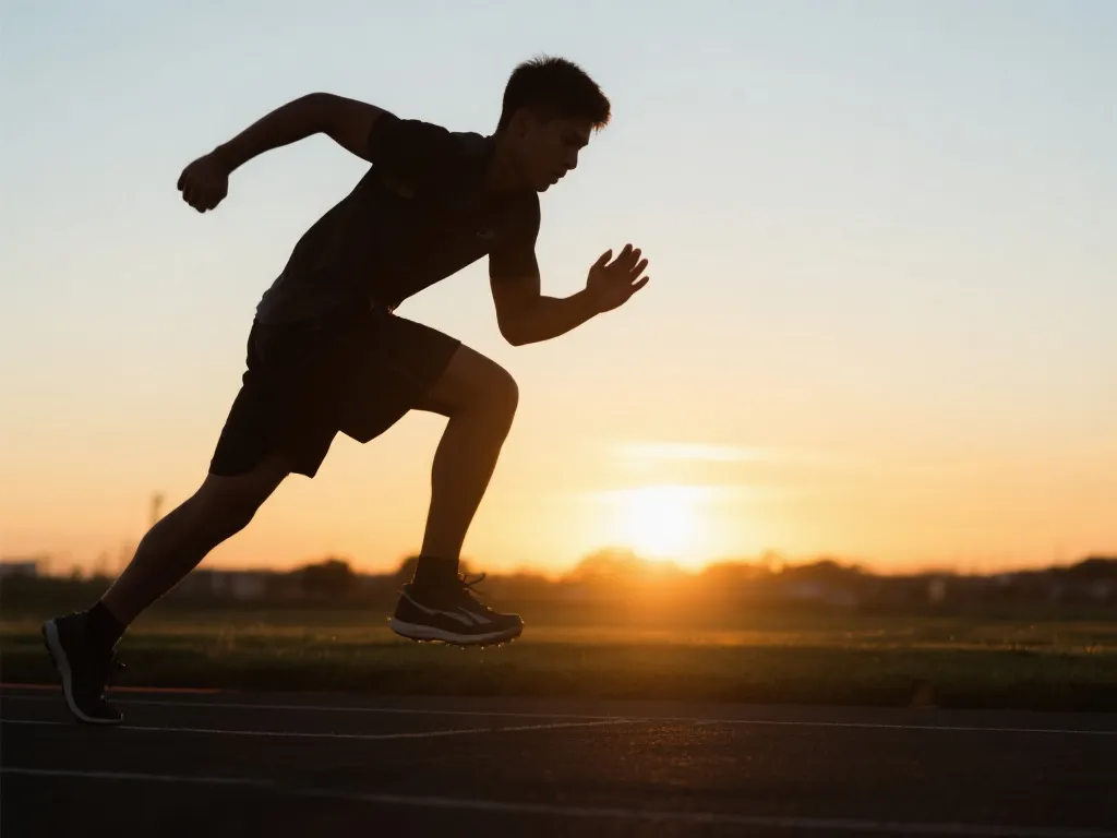 清晨训练的学生运动员